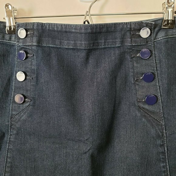 Ann Taylor LOFT Womens Denim Sailor Skirt Dark Wash Jeans Mini Size 0 Stretch - Picture 4 of 7